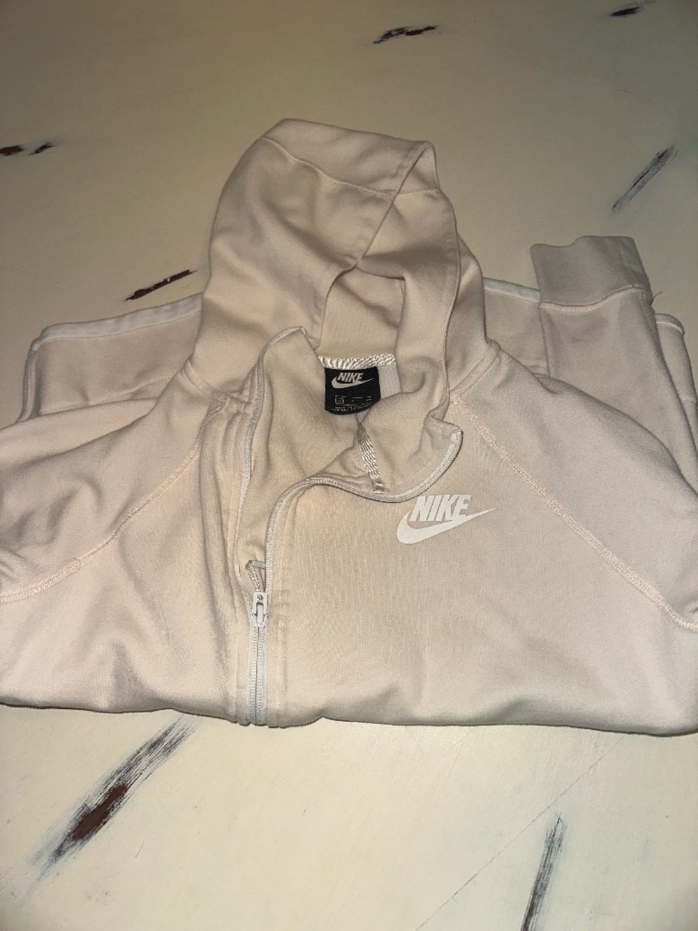 Nike Asymmetrical Zip-Up Hoodie | Cream/Light Beige | Women’s Small